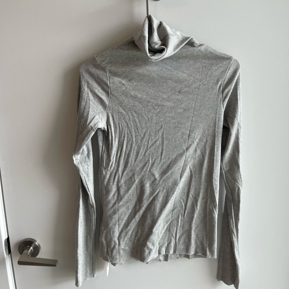AG Jeans Gray Long Sleeve Turtleneck Top Ribbed